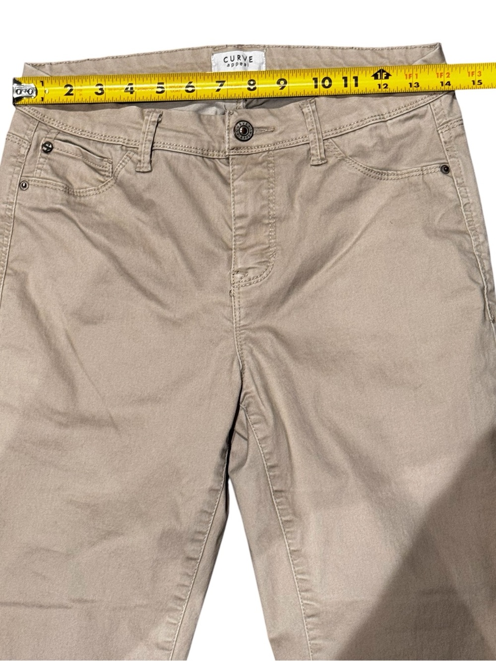 2 pair CURVE APPEAL Jeggings in Mint and Beige/Khaki Slim Stretch Pants, 8/29 - Picture 9 of 15